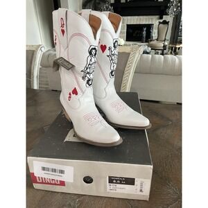 New Dingo Queen of Hearts White Western Cowboy Boots Women's Size 8.5 NWT